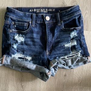 high rise shortie ripped jean shorts